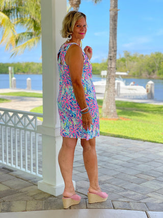 PINK PALM TREE BEACH HALTER DRESS - Cathys Place