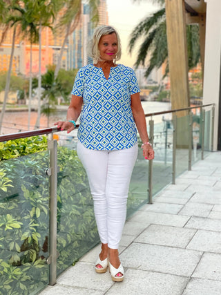 AQUA DIAMONDS SHORT SLEEVE LULU-B
