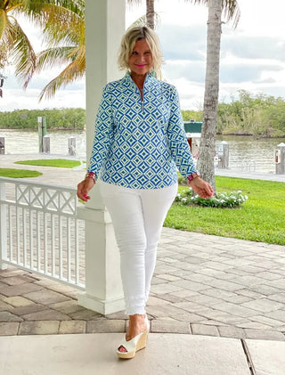 AQUA DIAMONDS  HALF ZIPPER LULU-B