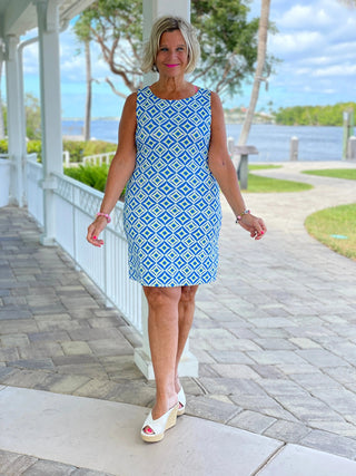 AQUA DIAMONDS SHIFT DRESS LULU-B