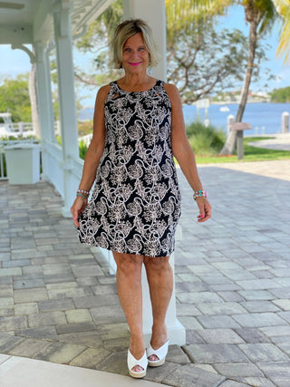 NAUTICAL LANE HALTER DRESS - Cathys Place