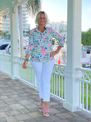 TIKI ESCAPE RUFFLE TOP LULU-B