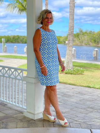 AQUA DIAMONDS SHIFT DRESS LULU-B