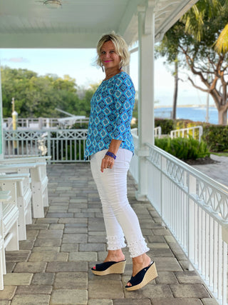 BAHAMA BLUE TURTLE ASYMMETRIC TOP LULU-B