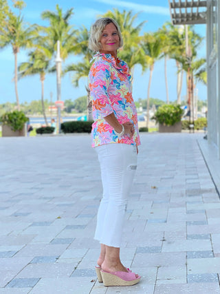 PALM BEACH GARDEN 3/25 RUFFLE TOP - Cathys Place