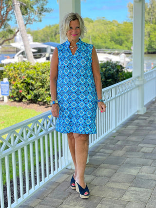 BAHAMA BLUE TURTLE COLLAR DRESS LULU-B