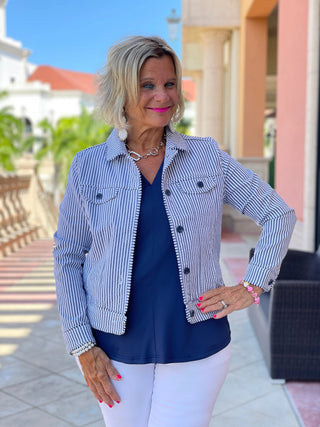 KEY WEST NAVY SEERSUCKER JACKET LULU-B