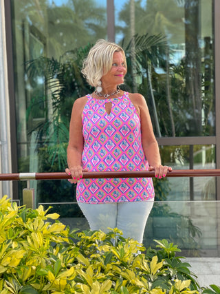 PALM TREE SIESTA KEYHOLE TOP LULU-B