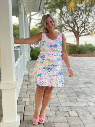 POST CARDS OF LOVE LAYERED RUFFLE DRESS - Cathys Place