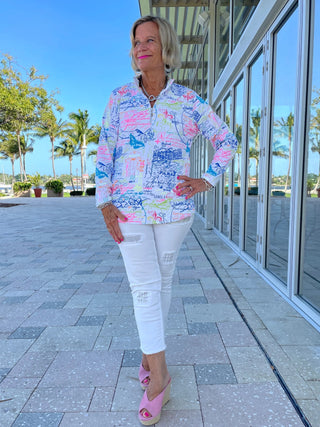 POST CARDS OF LOVE ZIPPER TOP - Cathys Place