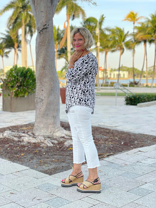 BLACK AND BEIGE ASYMMETRIC TOP - Cathys Place