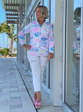 POST CARDS OF LOVE ZIPPER TOP - Cathys Place