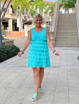 SEAFOAM LAYERED RUFFLE DRESS LULU-B