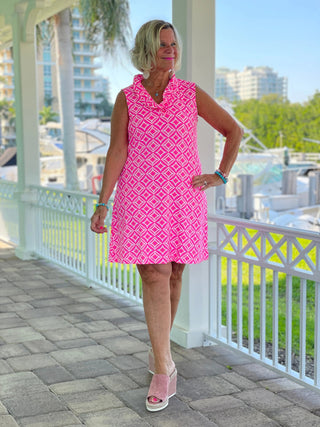 PINK DIAMONDS RUFFLE DRESS LULU-B