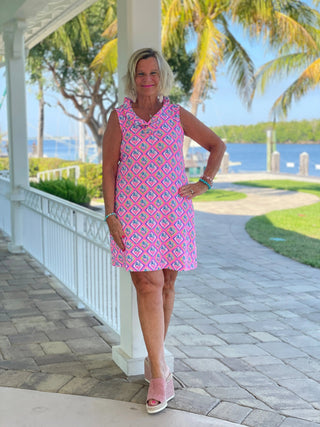 PALM TREE SIESTA RUFFLE DRESS LULU-B