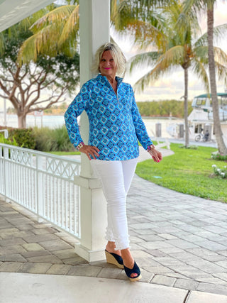 BAHAMA BLUE TURTLE HALF ZIPPER LULU-B