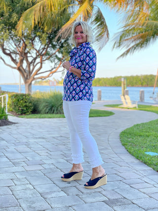 PINEAPPLE VACA RUFFLE TOP LULU-B