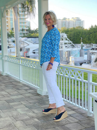 BAHAMA BLUE TURTLE ASYMMETRIC TOP LULU-B