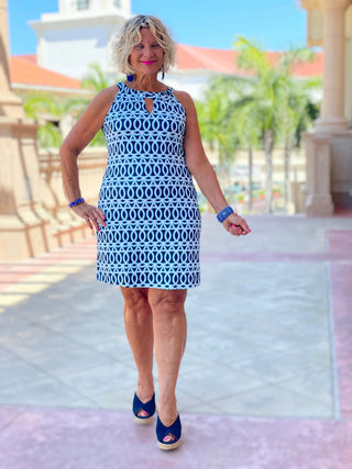 MELINA BLUE KEYHOLE DRESS LULU-B