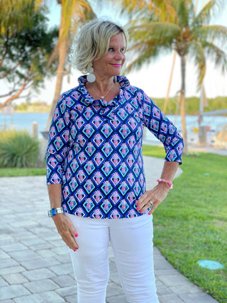 PINEAPPLE VACA RUFFLE TOP LULU-B