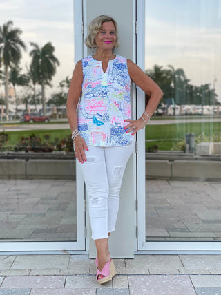 POST CARDS OF LOVE SLEEVELESS TOP - Cathys Place