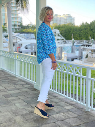 BAHAMA BLUE TURTLE ASYMMETRIC TOP LULU-B