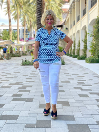 MELINA BLUE SHORT SLEEVE - Cathys Place