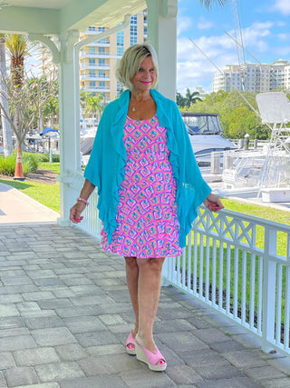 PALM TREE SIESTA LAYERED RUFFLE DRESS LULU-B