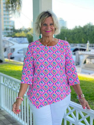 PALM TREE SIESTA ASYMMETRIC TOP LULU-B