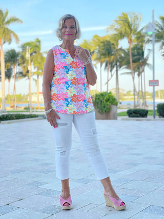 PALM BEACH GARDEN SLEEVELESS TOP - Cathys Place