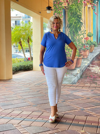 BLUE SHORT SLEEVE TOP LULU-B
