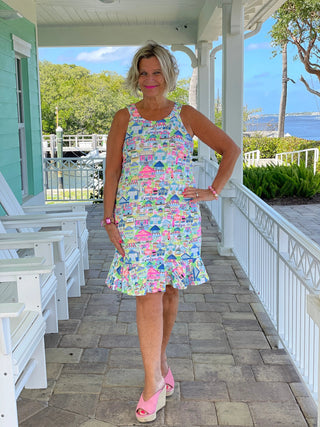 TIKI ESCAPE HALTER RUFFLE DRESS LULU-B