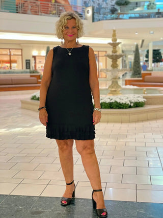 SIERRA BLACK SHIFT RUFFLE DRESS - Cathys Place