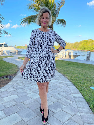 BLACK AND BEIGE SLEEVE DRESS - Cathys Place