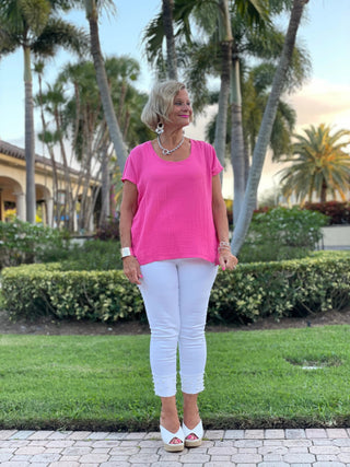 PINK WAFFLE SHORT SLEEVE - Cathys Place