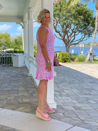 PALM TREE SIESTA HALTER RUFFLE DRESS LULU-B