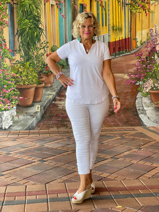 WHITE SHORT SLEEVE TOP LULU-B