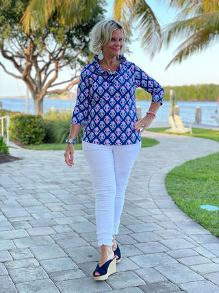 PINEAPPLE VACA RUFFLE TOP LULU-B