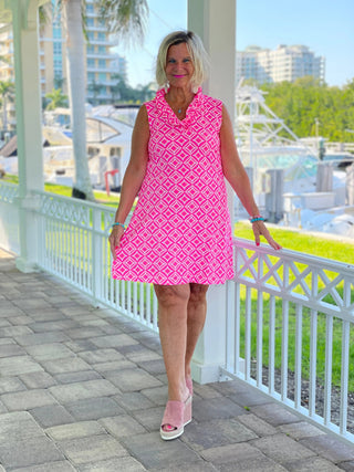 PINK DIAMONDS RUFFLE DRESS LULU-B