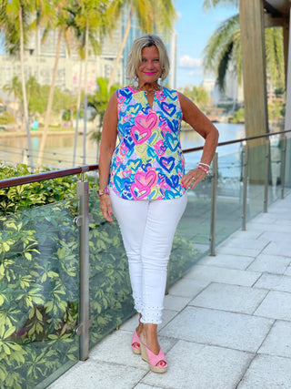 SECRET LOVE HEARTS SLEEVELESS V NECK LULU-B