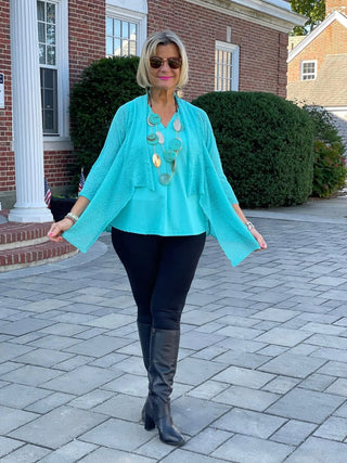 SEAFOAM  MESH RUFFLE WRAP LULU-B