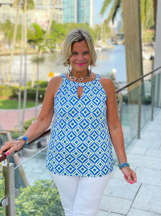 AQUA DIAMONDS KEYHOLE TOP LULU-B