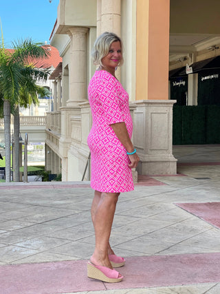 PINK DIAMONDS ELBOW SLEEVE DRESS LULU-B