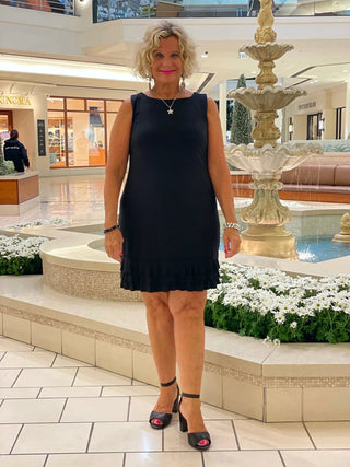 SIERRA BLACK SHIFT RUFFLE DRESS - Cathys Place