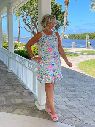 TIKI ESCAPE HALTER RUFFLE DRESS LULU-B