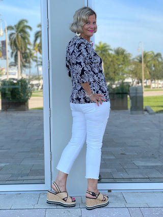 NAUTICAL LANE V-NECK TOP - Cathys Place