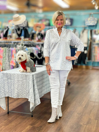 LULU-B LEME WHITE SILVER TUNIC LULU-B