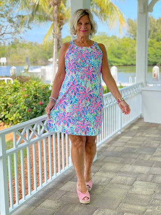 PINK PALM TREE BEACH HALTER DRESS - Cathys Place