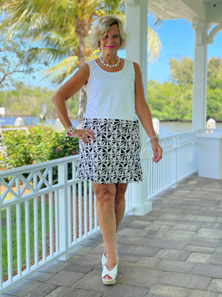 BLACK AND BEIGE PALM SKORT - Cathys Place