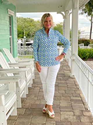 AQUA DIAMONDS  HALF ZIPPER LULU-B
